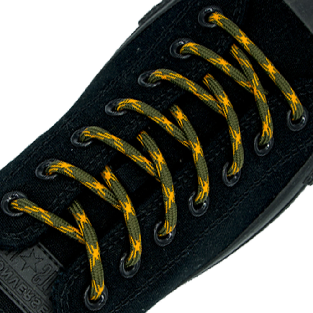 Army Green Orange Shoelace -  Round