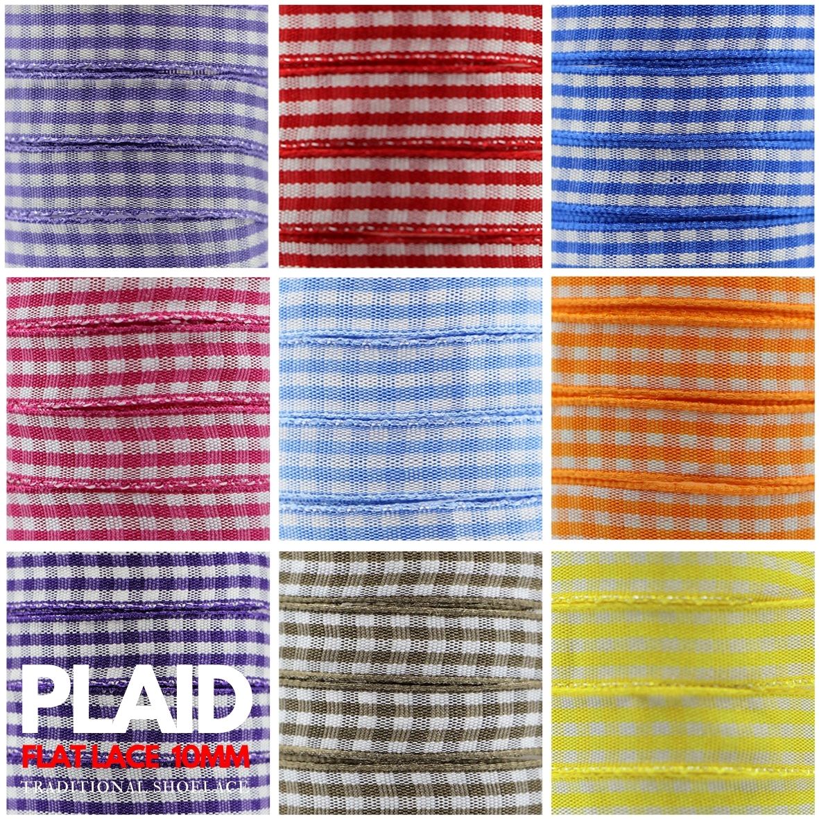 Plaid Shoelace - Flat Width 10mm
