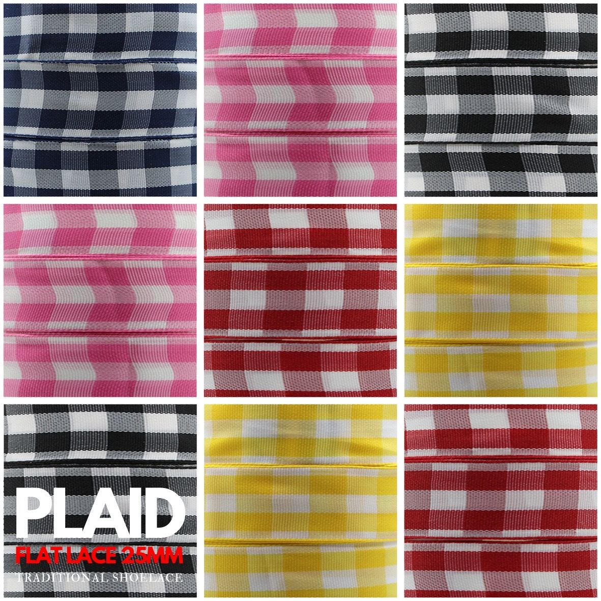 Large Checkered Shoelace - Flat Width 25mm