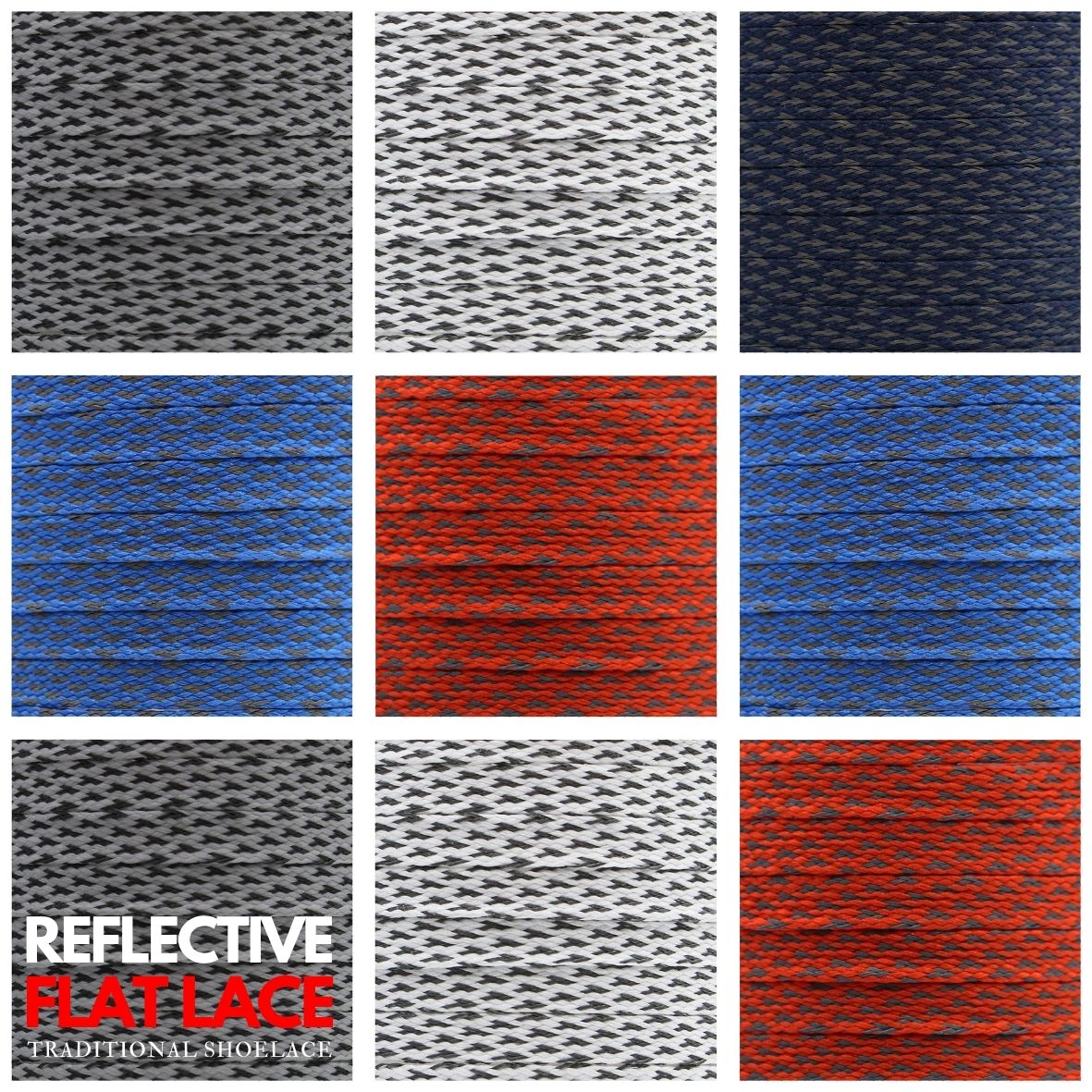 Reflective Shoelaces - Flat Width 10mm