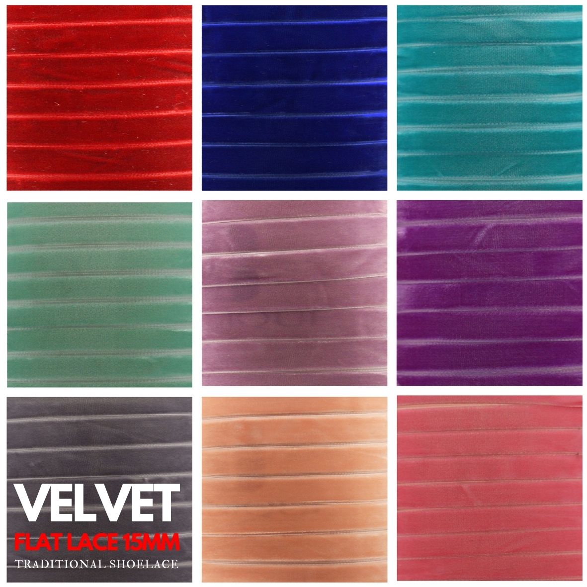 Velvet Shoelace - Flat Width 15mm 