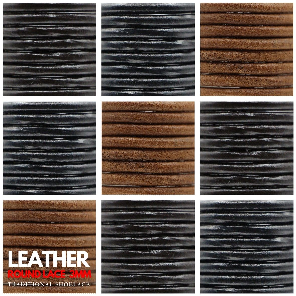 Leather Shoelace - Round Ø3mm