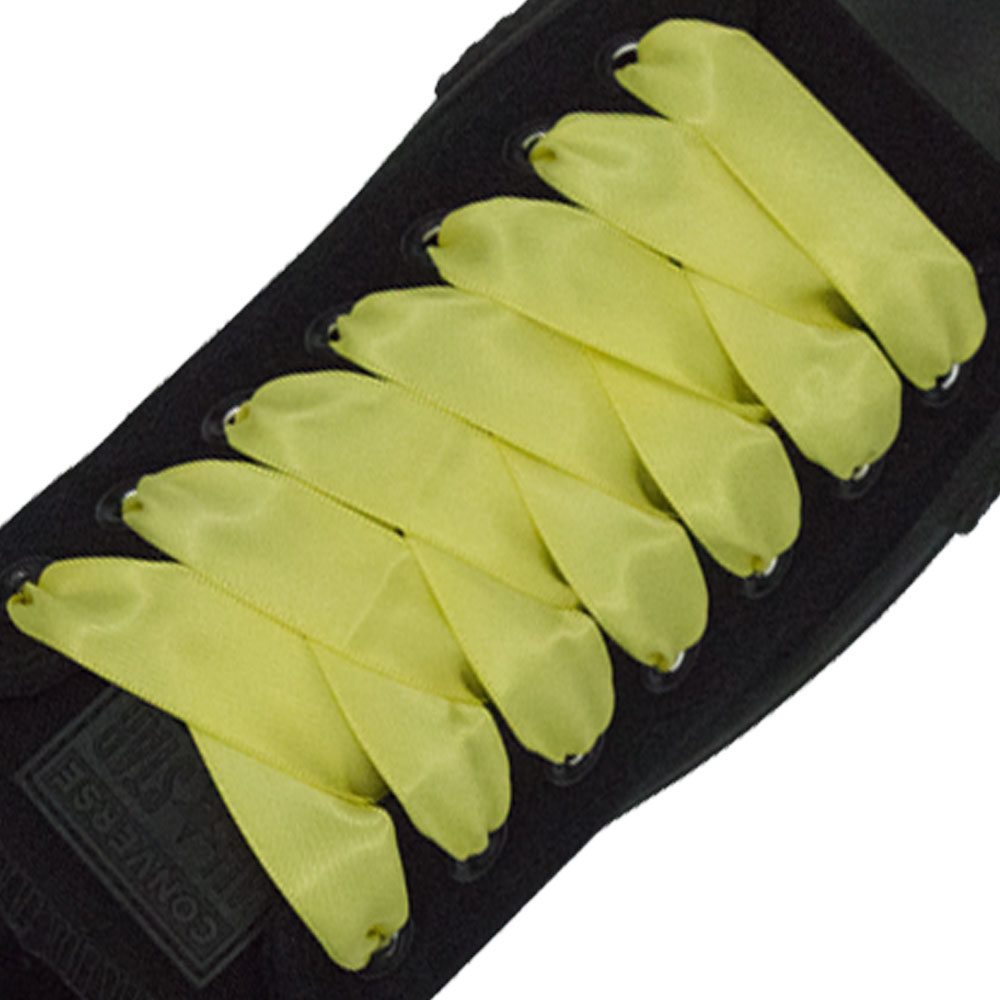 Light Yellow Satin Shoelaces - Flat 20mm