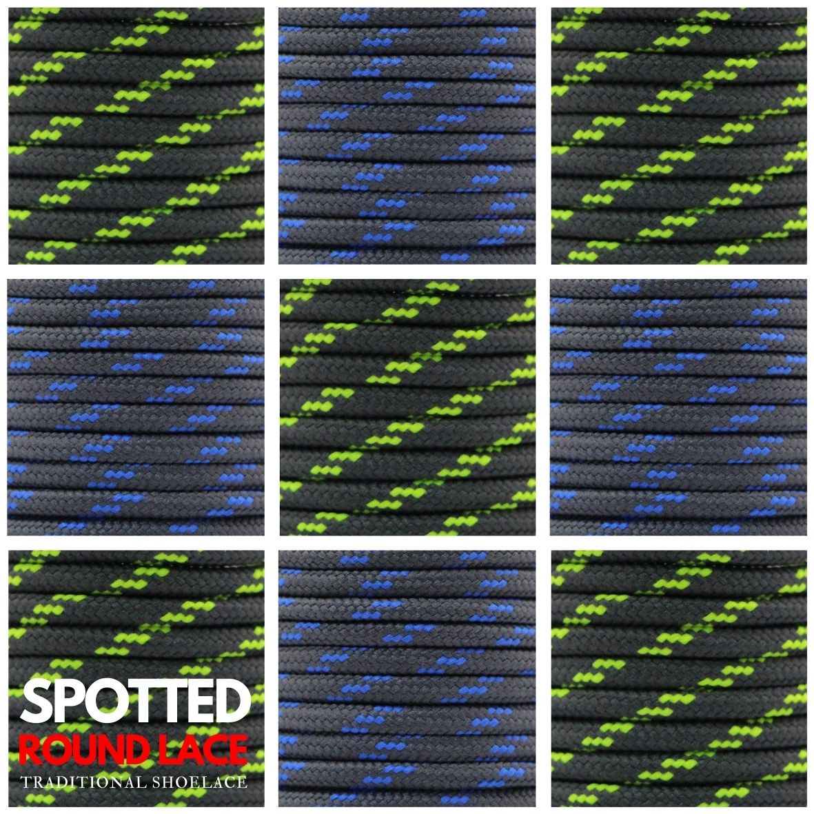 Dark Grey Spotted Shoelace - Round Ø5mm