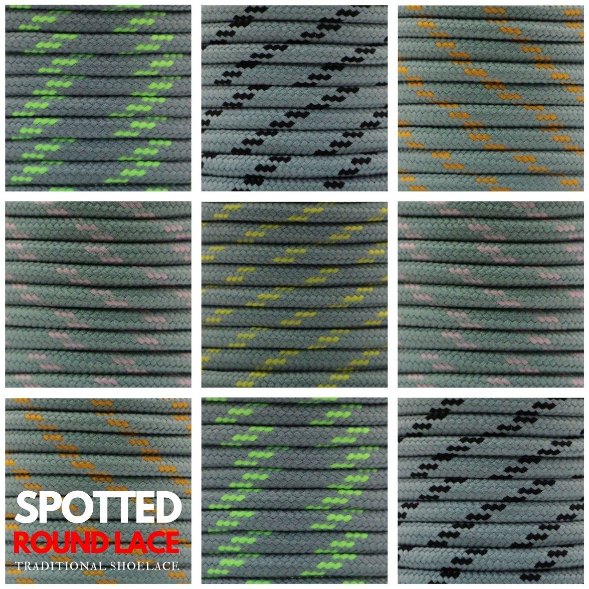 Grey Spotted Shoelace - Round Ø5mm