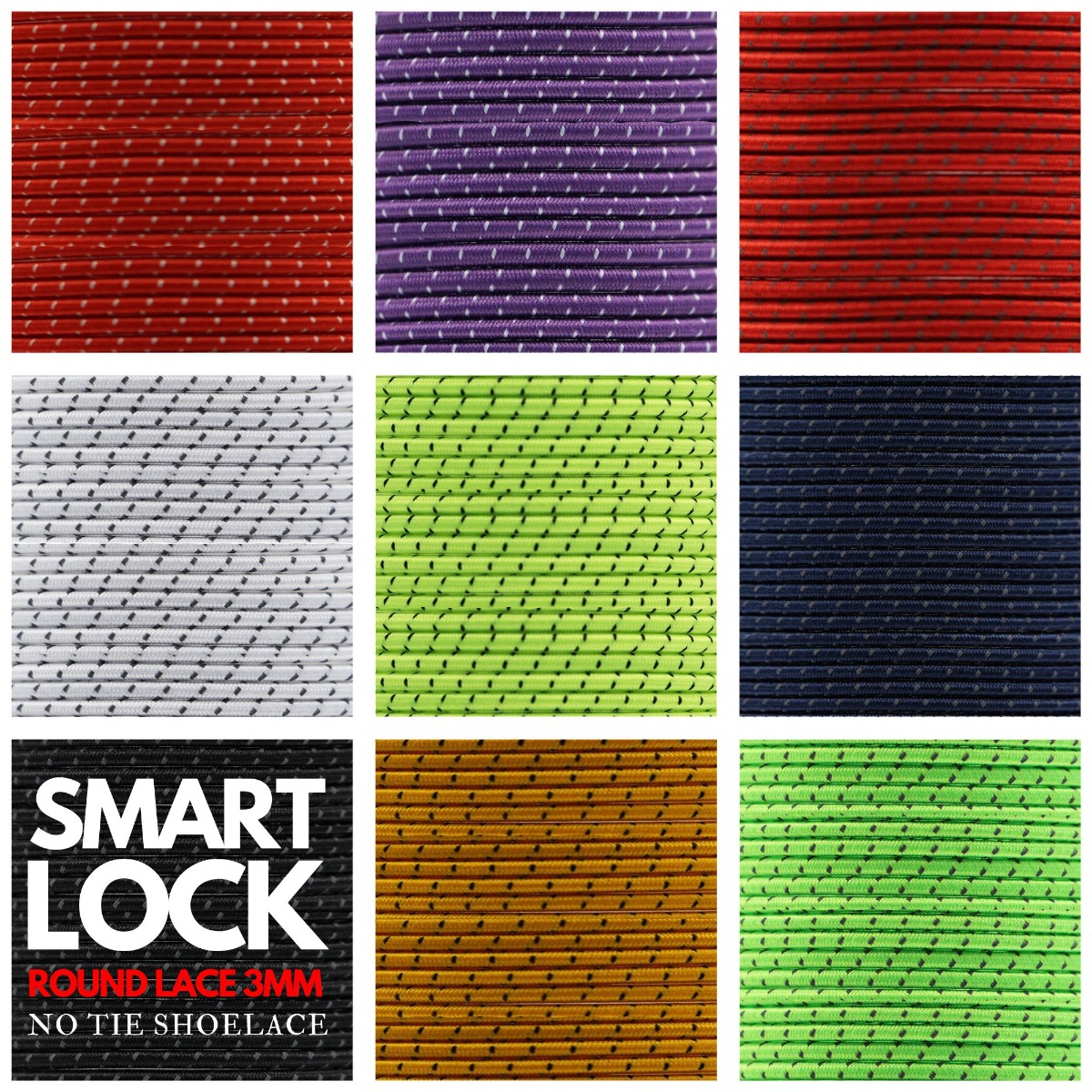 Smart Lock Reflective No Tie Shoelace - 100cm Round Elastic Ø3mm