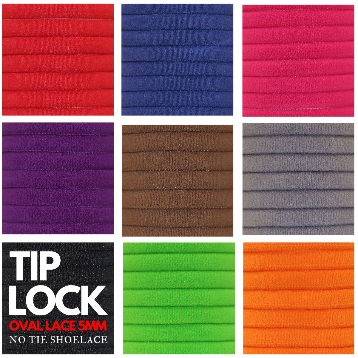Tip Lock No Tie Shoelace - Oval Elastic